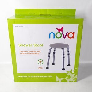 Nova Adjustable Round Shower Stool Seat Seating Bath Bathtub Bathroom Chair